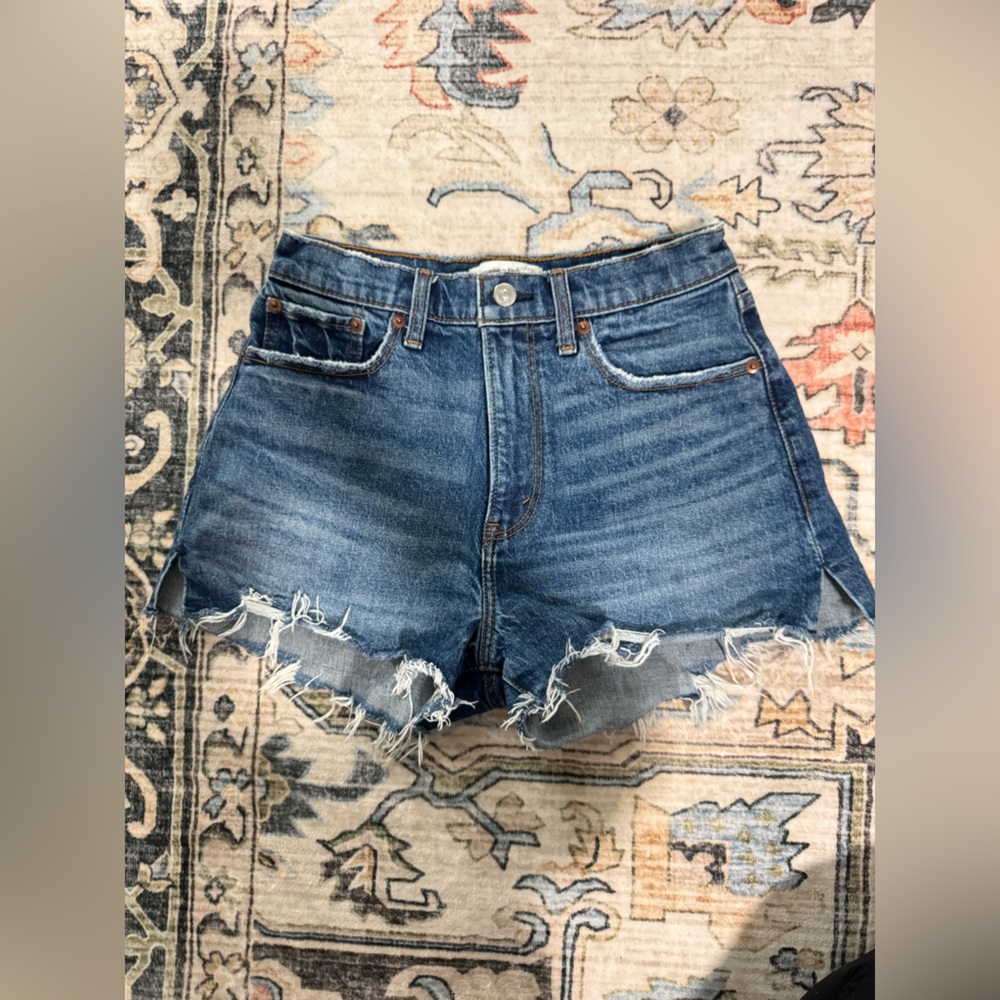 Abercrombie & Fitch Blue Frayed Jean Shorts